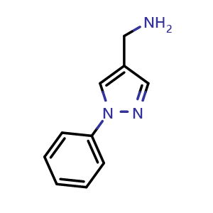 Chemical structure of (1-phenyl-1H-pyrazol-4-yl)methylamine , CAS 400877-10-3, AChemBlock X203929