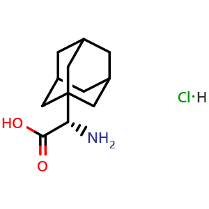 Chemical structure of (2S)-2-(1-adamantyl)-2-amino-acetic acid hydrochloride , CAS 102502-64-7, AChemBlock X204033