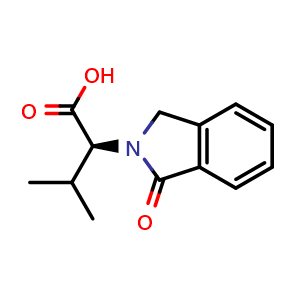 Chemical structure of (2S)-3-methyl-2-(1-oxo-2,3-dihydro-1H-isoindol-2-yl)butanoic acid , CAS 180923-77-7, AChemBlock X204040