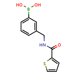 Chemical structure of (3-((thiophene-2-carboxamido)methyl)phenyl)boronic acid , CAS 2246751-27-7, AChemBlock X204059