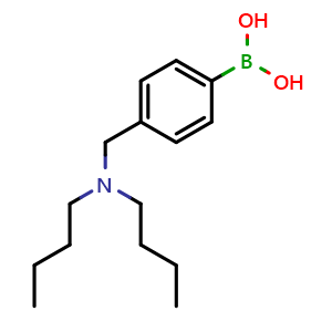 Chemical structure of (4-((Dibutylamino)methyl)phenyl)boronic acid , CAS 1312812-11-5, AChemBlock X204125