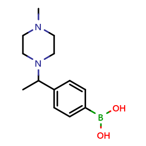 Chemical structure of (4-(1-(4-methylpiperazin-1-yl)ethyl)phenyl)boronic acid , CAS 1704069-65-7, AChemBlock X204130