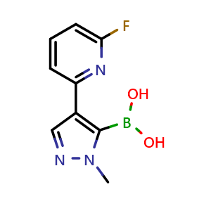 Chemical structure of (4-(6-fluoropyridin-2-yl)-1-methyl-1H-pyrazol-5-yl)boronic acid , AChemBlock X204134