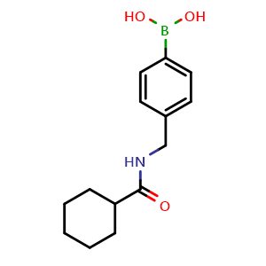 Chemical structure of (4-(Cyclohexanecarboxamidomethyl)phenyl)boronic acid , CAS 2246765-62-6, AChemBlock X204138