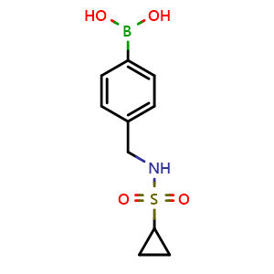 Chemical structure of (4-(cyclopropanesulfonamidomethyl)phenyl)boronic acid , CAS 1310707-21-1, AChemBlock X204139