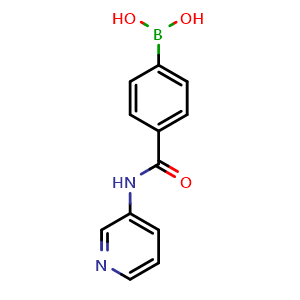 Chemical structure of (4-(pyridin-3-ylcarbamoyl)phenyl)boronic acid , CAS 874460-06-7, AChemBlock X204153