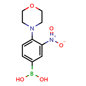 Chemical structure of (4-morpholino-3-nitrophenyl)boronic acid , CAS 1610733-46-4, AChemBlock X204194