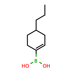 Chemical structure of (4-propylcyclohexen-1-yl)boronic acid , CAS 1256346-34-5, AChemBlock X204196
