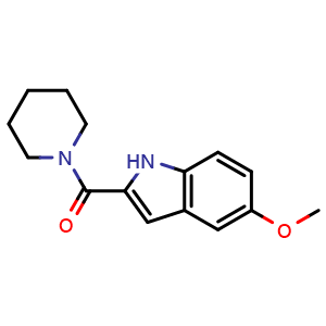 Chemical structure of (5-methoxy-1H-indol-2-yl)-1-piperidinyl-methanone , CAS 22930-55-8, AChemBlock X204212
