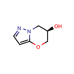 Chemical structure of (6R)-6,7-dihydro-5H-pyrazolo[5,1-b][1,3]oxazin-6-ol , CAS 2238820-75-0, AChemBlock X204234