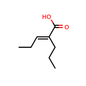Chemical structure of (E)-2-Propylpent-2-enoic acid , CAS 33786-47-9, AChemBlock X204266