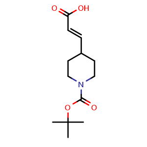 Chemical structure of (E)-3-(1-(tert-butoxycarbonyl)piperidin-4-yl)acrylic acid , CAS 181073-79-0, AChemBlock X204267