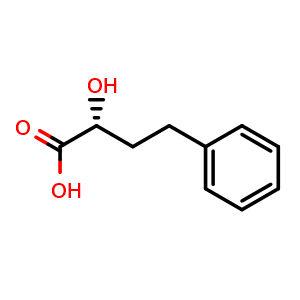 Chemical structure of (R)-(-)-2-Hydroxy-4-phenylbutyric acid , CAS 29678-81-7, AChemBlock X204297