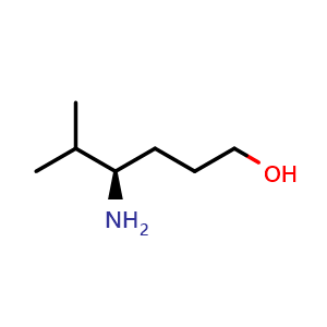 Chemical structure of (R)-4-amino-5-methylhexan-1-ol , CAS 2825791-61-3, AChemBlock X204336