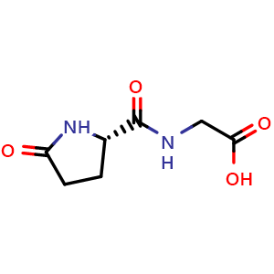 Chemical structure of (S)-(5-oxopyrrolidine-2-carbonyl)glycine , CAS 29227-88-1, AChemBlock X204349