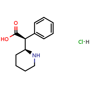Chemical structure of (S)-2-phenyl-2-((S)-piperidin-2-yl)acetic acid hydrochloride , CAS 1382859-13-3, AChemBlock X204373