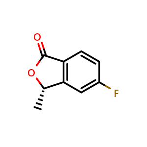 Chemical structure of (S)-5-fluoro-3-methylisobenzofuran-1(3H)-one , CAS 1803573-19-4, AChemBlock X204385