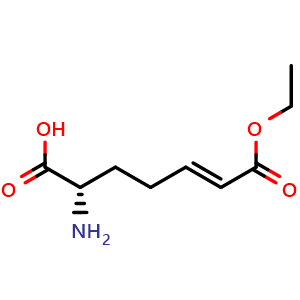 Chemical structure of (S,E)-2-Amino-7-ethoxy-7-oxo-5-heptenoic acid , CAS 1026104-26-6, AChemBlock X204397