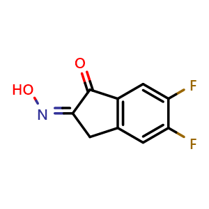 Chemical structure of (Z)-5,6-difluoro-2-(hydroxyimino)-2,3-dihydro-1H-inden-1-one , CAS 260359-14-6, AChemBlock X204406