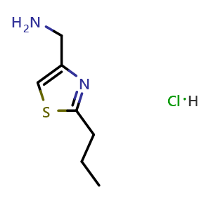 Chemical structure of [(2-propyl-1,3-thiazol-4-yl)methyl]amine hydrochloride , CAS 1255718-29-6, AChemBlock X204421