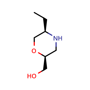 Chemical structure of [(2S,5R)-5-Ethylmorpholin-2-yl]methanol , CAS 1227918-15-1, AChemBlock X204430
