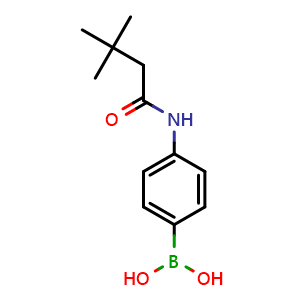 Chemical structure of [4-(3,3-dimethylbutanamido)phenyl]boronic acid , CAS 2246887-09-0, AChemBlock X204462