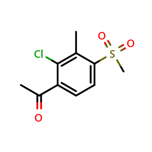Chemical structure of 1-(2-chloro-3-methyl-4-(methylsulfonyl)phenyl)ethan-1-one , CAS 181997-72-8, AChemBlock X204519