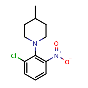 Chemical structure of 1-(2-Chloro-6-nitrophenyl)-4-methylpiperidine , CAS 1090783-85-9, AChemBlock X204521