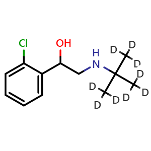 Chemical structure of 1-(2-chlorophenyl)-2-[[1,1,1,3,3,3-hexadeuterio-2-(trideuteriomethyl)propan-2-yl]amino]ethanol , CAS 41570-61-0, AChemBlock X204524