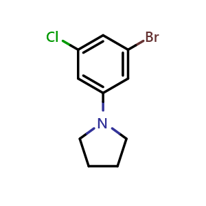 Chemical structure of 1-(3-bromo-5-chlorophenyl)pyrrolidine , CAS 1261895-87-7, AChemBlock X204540