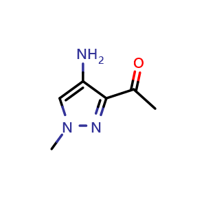 Chemical structure of 1-(4-amino-1-methyl-1H-pyrazol-3-yl)ethan-1-one , CAS 1287670-54-5, AChemBlock X204558
