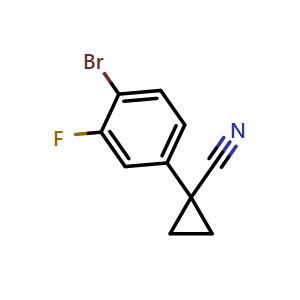 Chemical structure of 1-(4-bromo-3-fluorophenyl)cyclopropane-1-carbonitrile , CAS 749269-73-6, AChemBlock X204564