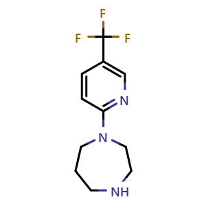 Chemical structure of 1-(5-(trifluoromethyl)pyridin-2-yl)-1,4-diazepane , CAS 306934-70-3, AChemBlock X204589