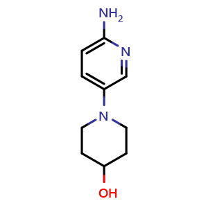 Chemical structure of 1-(6-aminopyridin-3-yl)piperidin-4-ol , CAS 571189-27-0, AChemBlock X204601