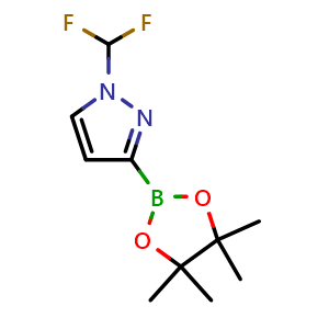 Chemical structure of 1-(difluoromethyl)-3-(4,4,5,5-tetramethyl-1,3,2-dioxaborolan-2-yl)pyrazole , CAS 2173194-53-9, AChemBlock X204623