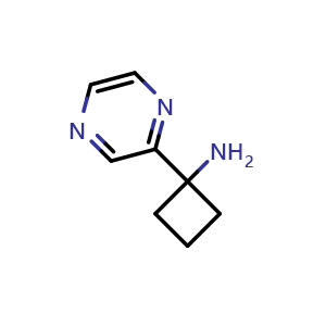 Chemical structure of 1-(pyrazin-2-yl)cyclobutan-1-amine , CAS 1427021-40-6, AChemBlock X204634