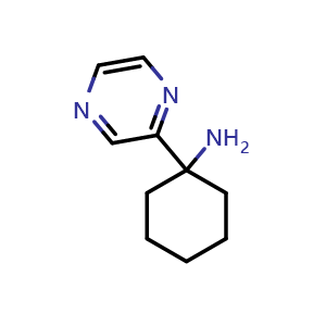 Chemical structure of 1-(pyrazin-2-yl)cyclohexan-1-amine , CAS 1502263-94-6, AChemBlock X204637