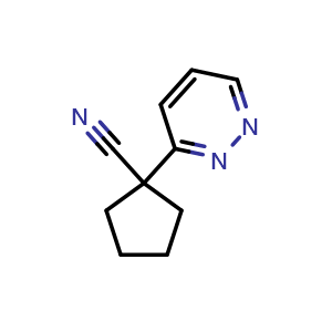 Chemical structure of 1-(pyridazin-3-yl)cyclopentane-1-carbonitrile , CAS 1862447-56-0, AChemBlock X204650
