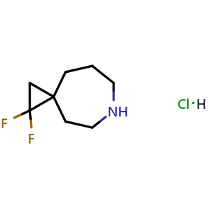 Chemical structure of 1,1-difluoro-6-azaspiro[2.6]nonane hydrochloride , CAS 2098002-16-3, AChemBlock X204705