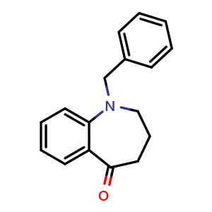 Chemical structure of 1-benzyl-2,3,4,5-tetrahydro-1H-1-benzazepin-5-one , CAS 890839-26-6, AChemBlock X204822