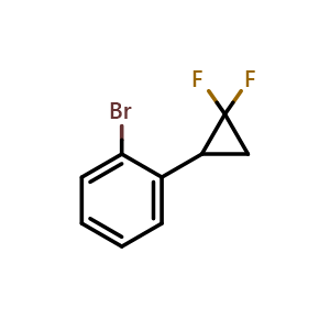 Chemical structure of 1-bromo-2-(2,2-difluorocyclopropyl)benzene , CAS 1897571-62-8, AChemBlock X204832