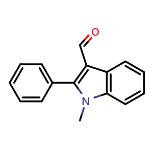Chemical structure of 1-methyl-2-phenylindole-3-carboxaldehyde , CAS 1757-72-8, AChemBlock X204916