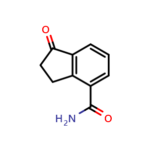 Chemical structure of 1-Oxo-2,3-dihydro-1H-indene-4-carboxamide , CAS 1391035-39-4, AChemBlock X204936
