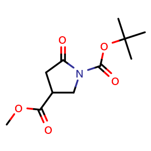 Chemical structure of 1-tert-Butyl 3-methyl 5-oxopyrrolidine-1,3-dicarboxylate , CAS 1092492-27-7, AChemBlock X204952