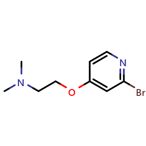 Chemical structure of 2-((2-bromopyridin-4-yl)oxy)-N,N-dimethylethan-1-amine , CAS 1627144-20-0, AChemBlock X204959
