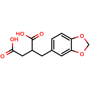 Chemical structure of 2-(1,3-benzodioxol-5-ylmethyl)butanedioic acid , CAS 57420-27-6, AChemBlock X204980
