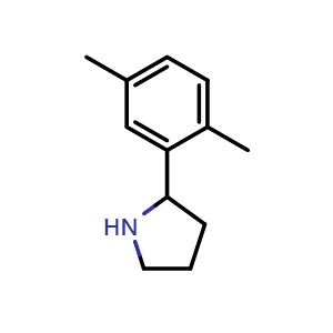Chemical structure of 2-(2,5-Dimethylphenyl)pyrrolidine , CAS 367280-98-6, AChemBlock X205010