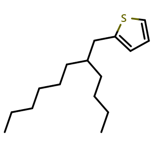 Chemical structure of 2-(2-Butyloctyl)thiophene , CAS 1271438-65-3, AChemBlock X205017