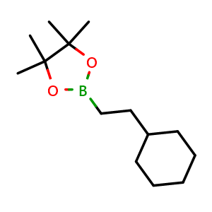 Chemical structure of 2-(2-cyclohexylethyl)-4,4,5,5-tetramethyl-1,3,2-dioxaborolane , CAS 167692-95-7, AChemBlock X205024
