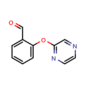 Chemical structure of 2-(2-Pyrazinyloxy)benzaldehyde , CAS 887344-43-6, AChemBlock X205048